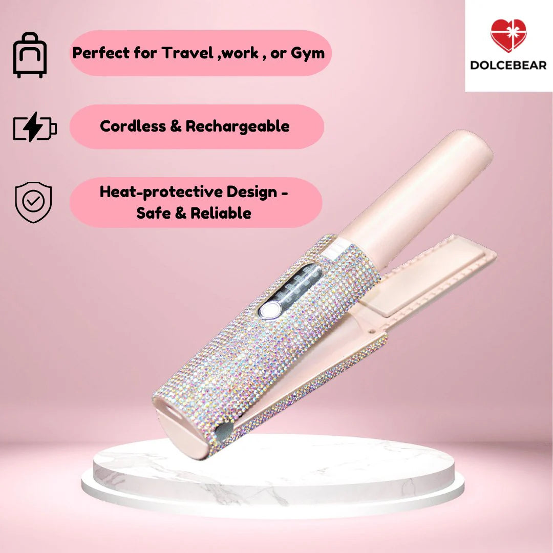 Portable Hair Straightener With Rhinestones