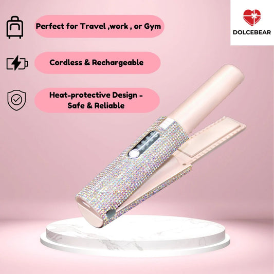 Portable Hair Straightener With Rhinestones
